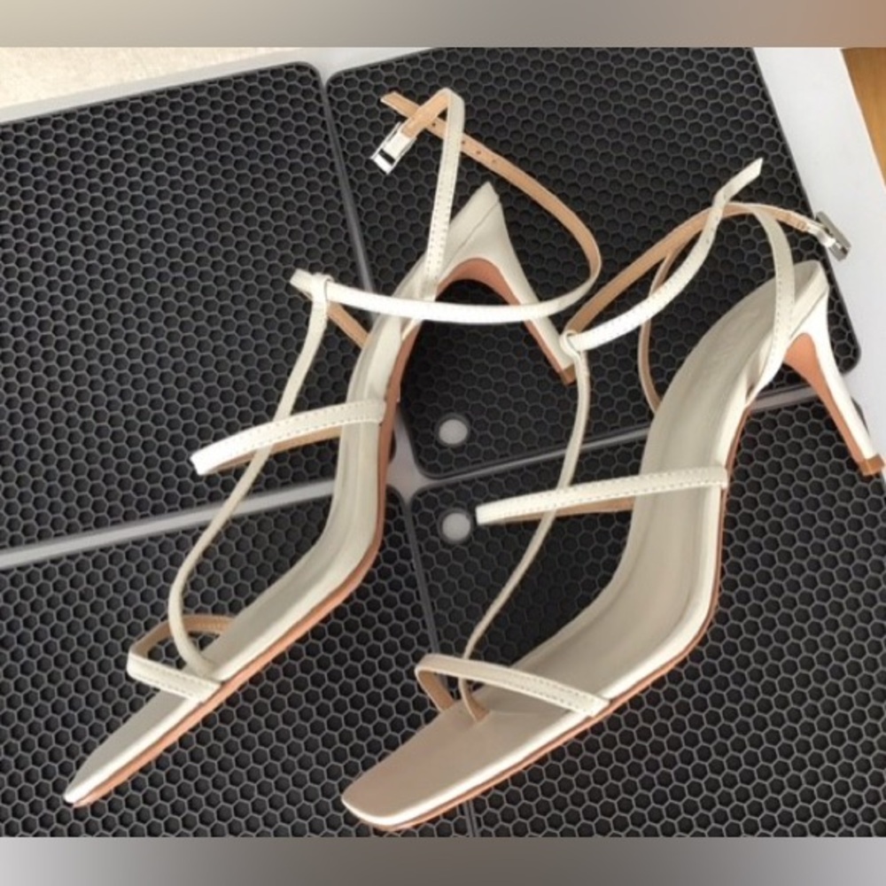 SCHUTZ Ankle Strappy White Heels - worn once!